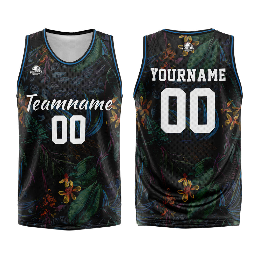 Custom Basketball Jersey Uniform Suit Printed Your Logo Name Number Black&Rainforest enthsush