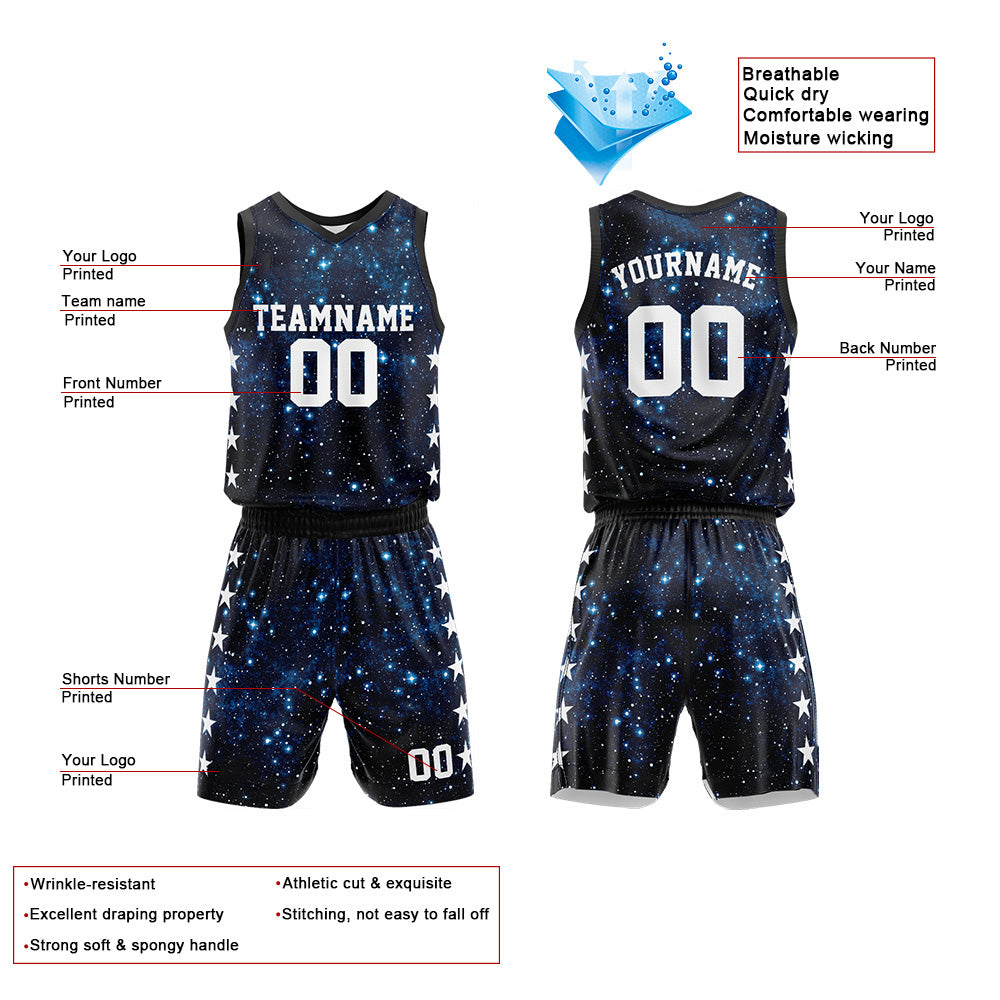Custom Basketball Jersey Uniform Suit Printed Your Logo Name Number Starry sky enthsush