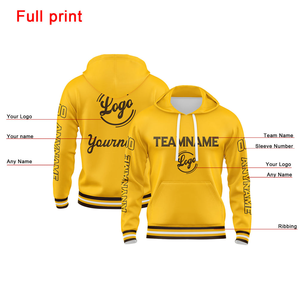 Custom Brown Yellow Sweatshirt Hoodie For Men Women Girl Boy Print Your Logo Name Number enthsush