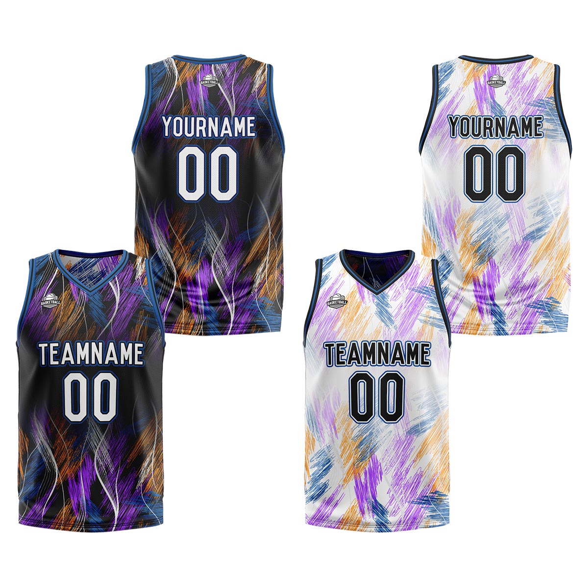 Custom Black Blue Reversible Basketball Suit for Adults and Kids Personalized Jersey enthsush