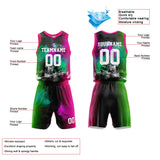 Custom Basketball Jersey Uniform Suit Printed Your Logo Name Number Splash-Rose-Green
