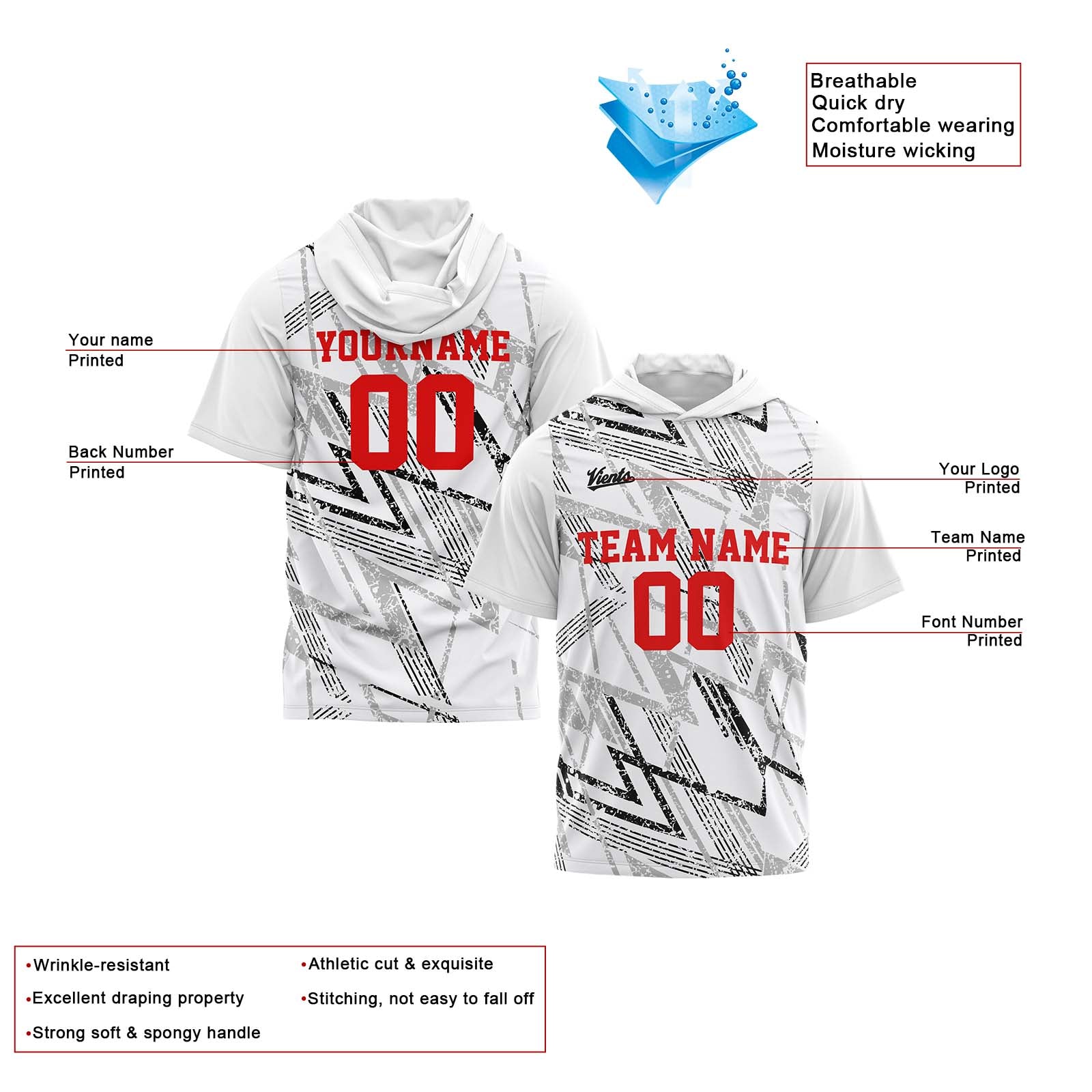 Custom White Sleeve Hoodies for Men Women Shirts with Hoods Printed Name Logo enthsush