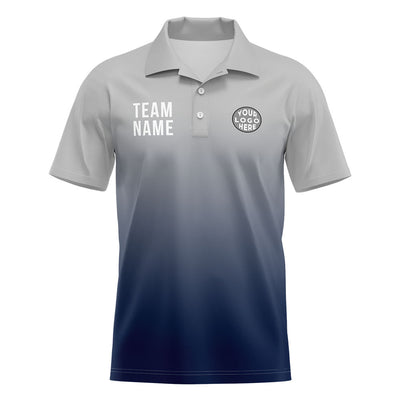 Custom Gray Navy Football Polo Shirts Add Your Unique Logo/Name/Number enthsush