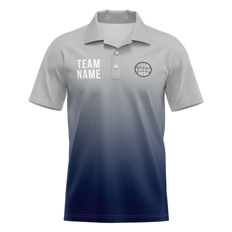Custom Gray Navy Football Polo Shirts Add Your Unique Logo/Name/Number