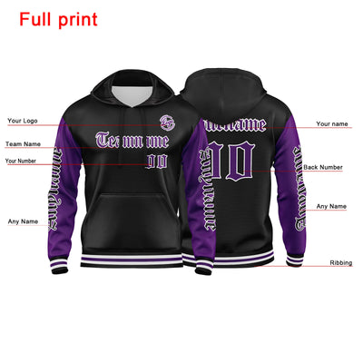Custom Purple Black Sweatshirt Hoodie For Men Women Girl Boy Print Your Logo Name Number enthsush