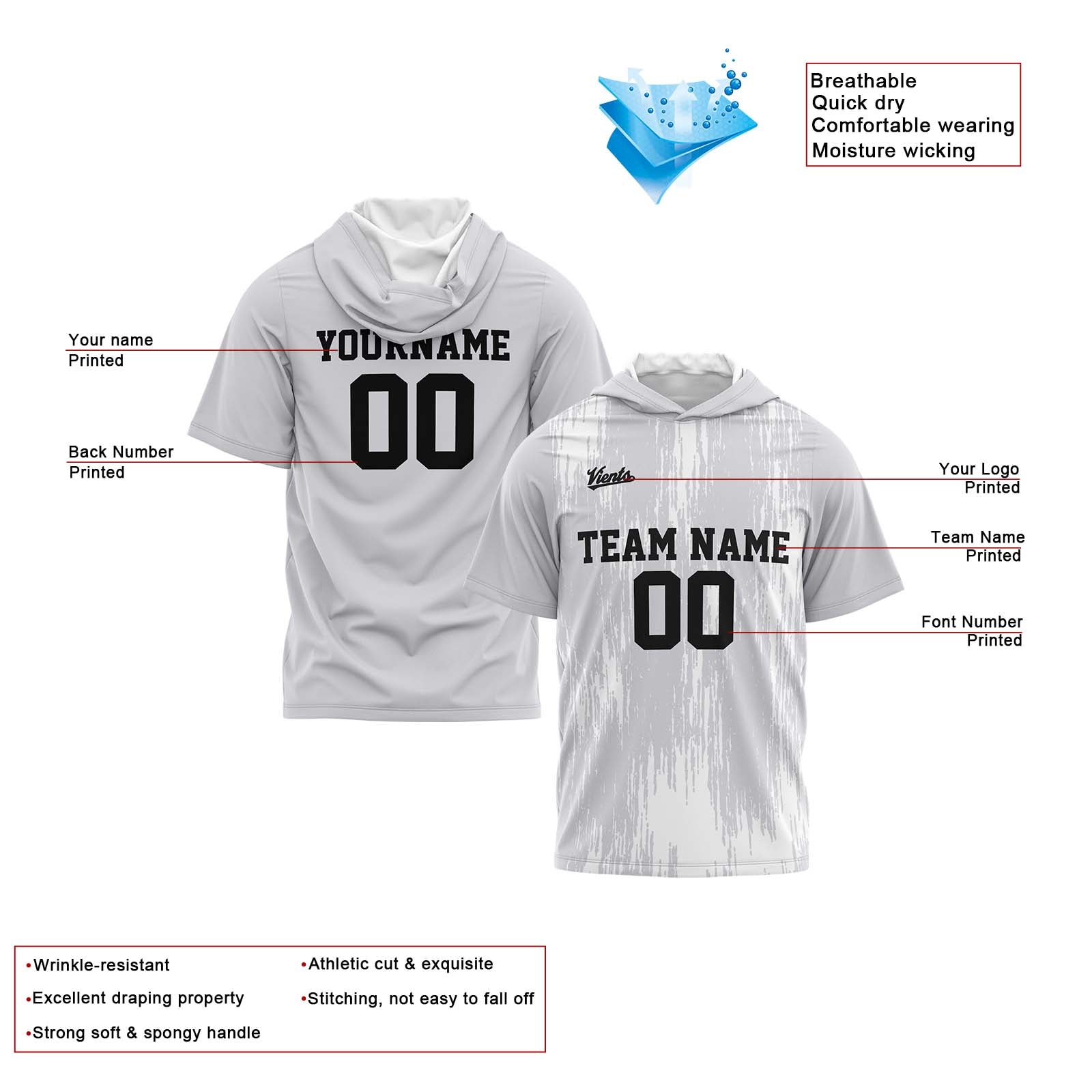 Custom Grey Sleeve Hoodies for Men Women Shirts with Hoods Printed Name Logo enthsush