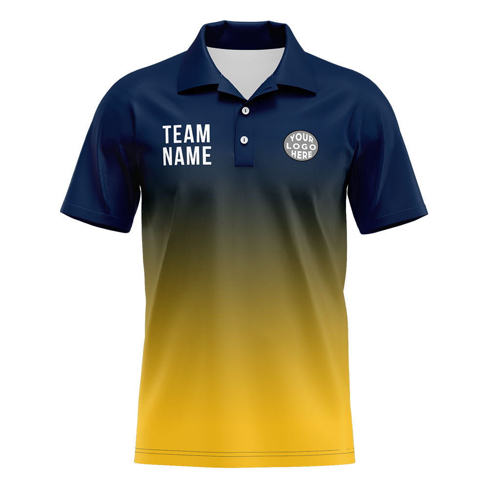 Custom Navy Yellow Football Polo Shirts Add Your Unique Logo/Name/Number enthsush