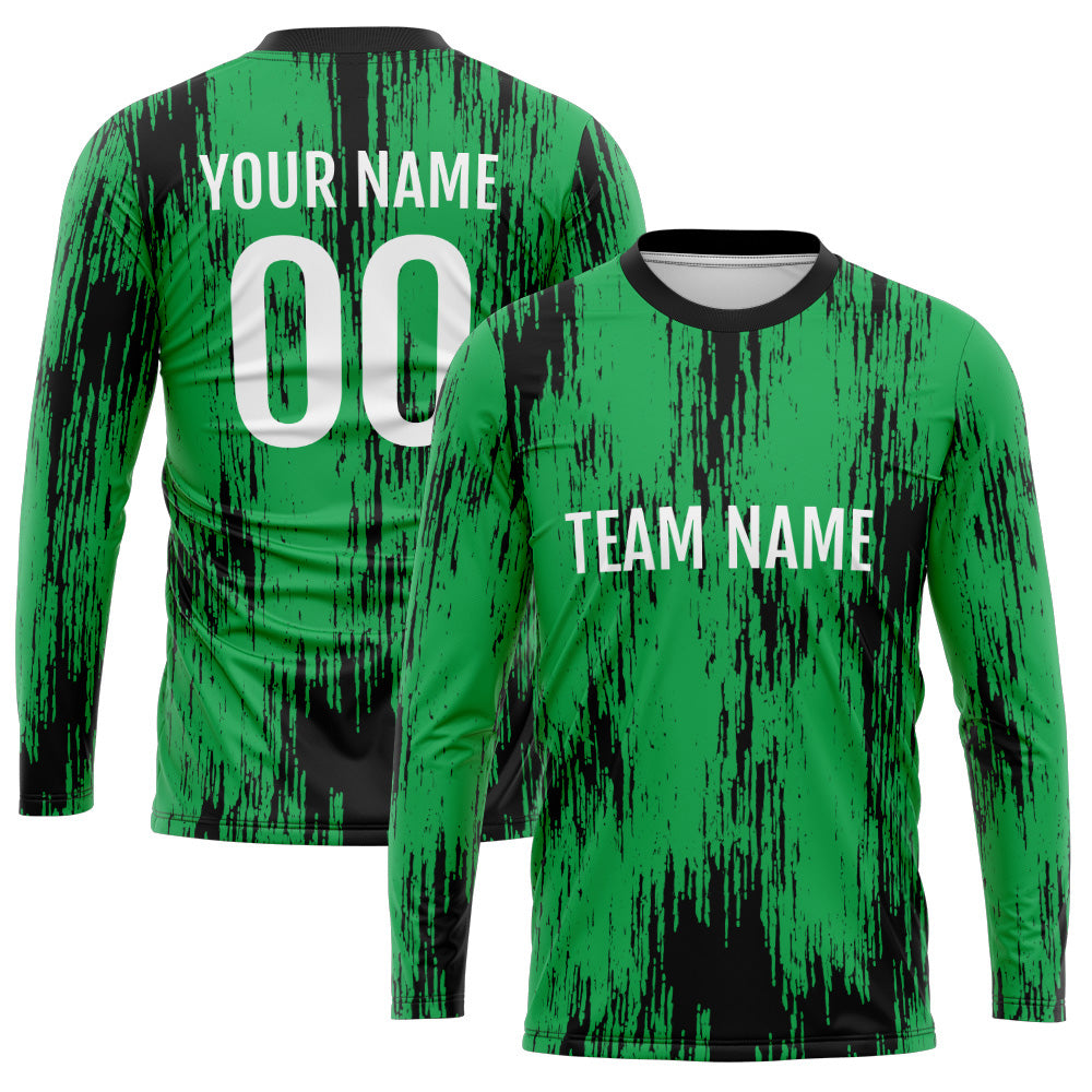 Custom Basketball Soccer Football Shooting Long T-Shirt for Adults and Kids Green-Black enthsush