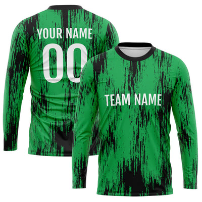 Custom Basketball Soccer Football Shooting Long T-Shirt for Adults and Kids Green-Black enthsush