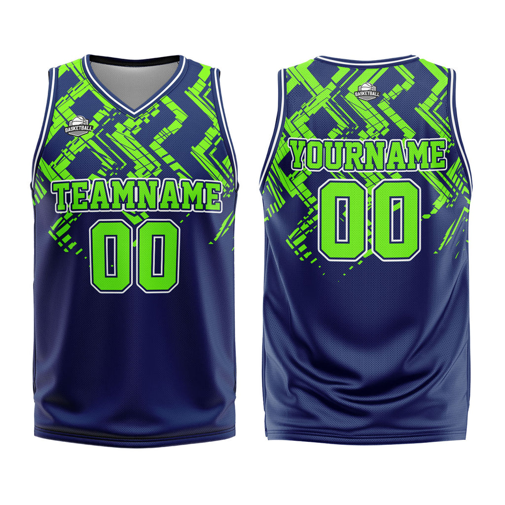 Custom Navy Neon Green Basketball Jersey Uniform Suit Printed Your Logo Name Number enthsush