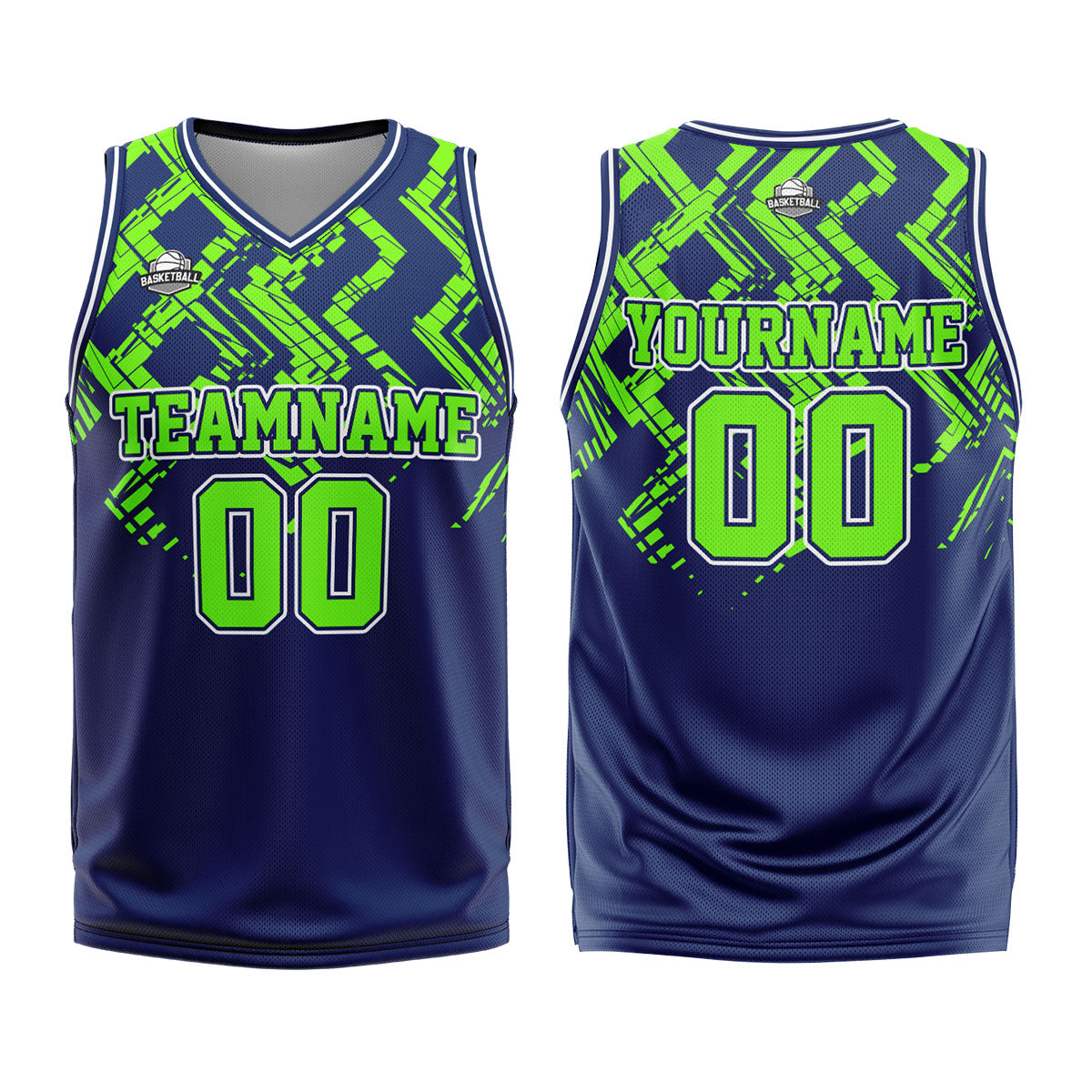 Custom Navy Neon Green Basketball Jersey Uniform Suit Printed Your Logo Name Number enthsush