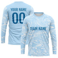 Custom Basketball Soccer Football Shooting Long T-Shirt for Adults and Kids Light Blue-White enthsush