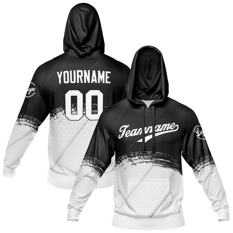 Custom Black White Sweatshirt Hoodie For Men Women Girl Boy Print Your Logo Name Number