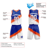 Custom Basketball Jersey Uniform Suit Printed Your Logo Name Number Royal-Orange-White