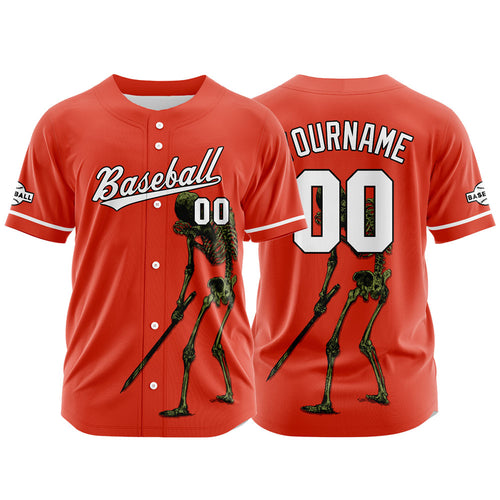 Custom Baseball Jersey Personalized Baseball Shirt for Men Women Kids Youth Teams Stitched and Print Orange enthsush