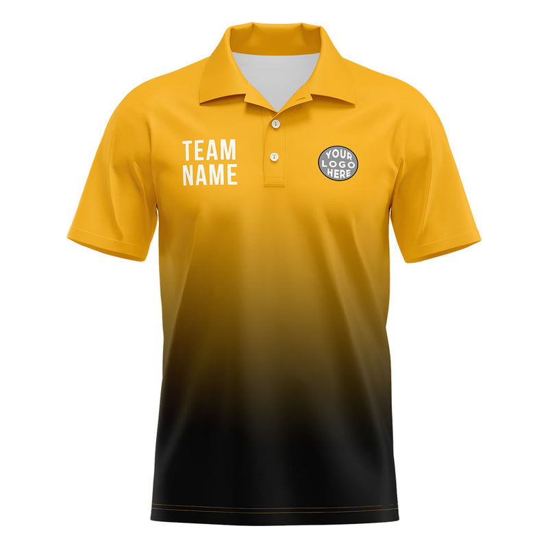 Custom Yellow Black Football Polo Shirts Add Your Unique Logo/Name/Number