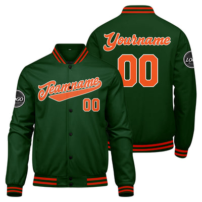 Custom Varsity Jacket Letterman jacket for Men, Women and Youth Dark Green Orange enthsush