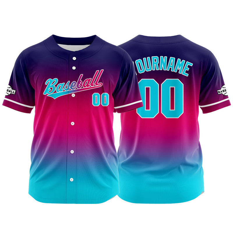 Custom Full Print Design Authentic Baseball Jersey light blue-red-navy