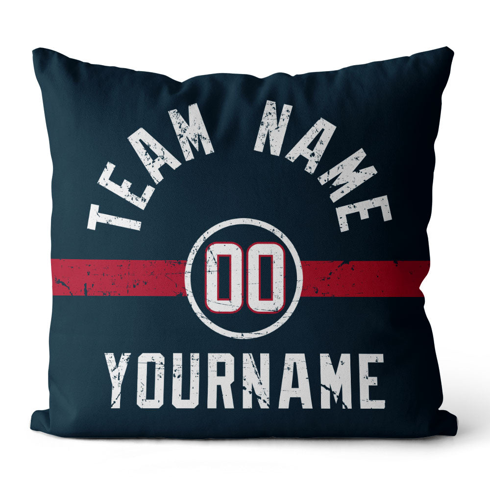 Custom Football Throw Pillow for Men Women Boy Gift Printed Your Personalized Name Number Navy & Red & White enthsush
