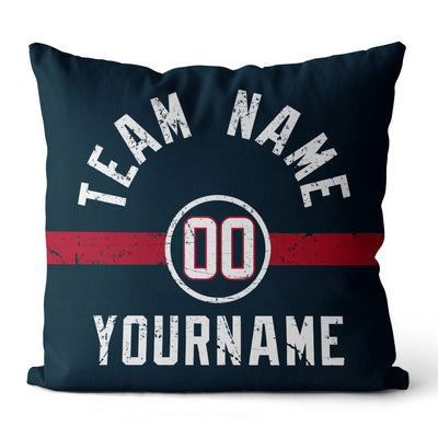 Custom Football Throw Pillow for Men Women Boy Gift Printed Your Personalized Name Number Navy & Red & White enthsush
