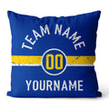 Custom Football Throw Pillow for Men Women Boy Gift Printed Your Personalized Name Number Blue & White & Yellow enthsush