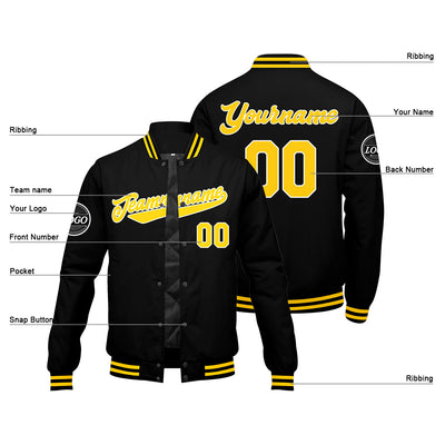 Custom Varsity Jacket Letterman jacket for Men, Women and Youth Black Yellow enthsush