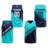 Custom Reversible Basketball Suit for Adults and Kids Personalized Jersey Teal-Navy