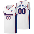 Custom basketball jersey shorts for men and women. Embroidered and printed name, number and logo White enthsush