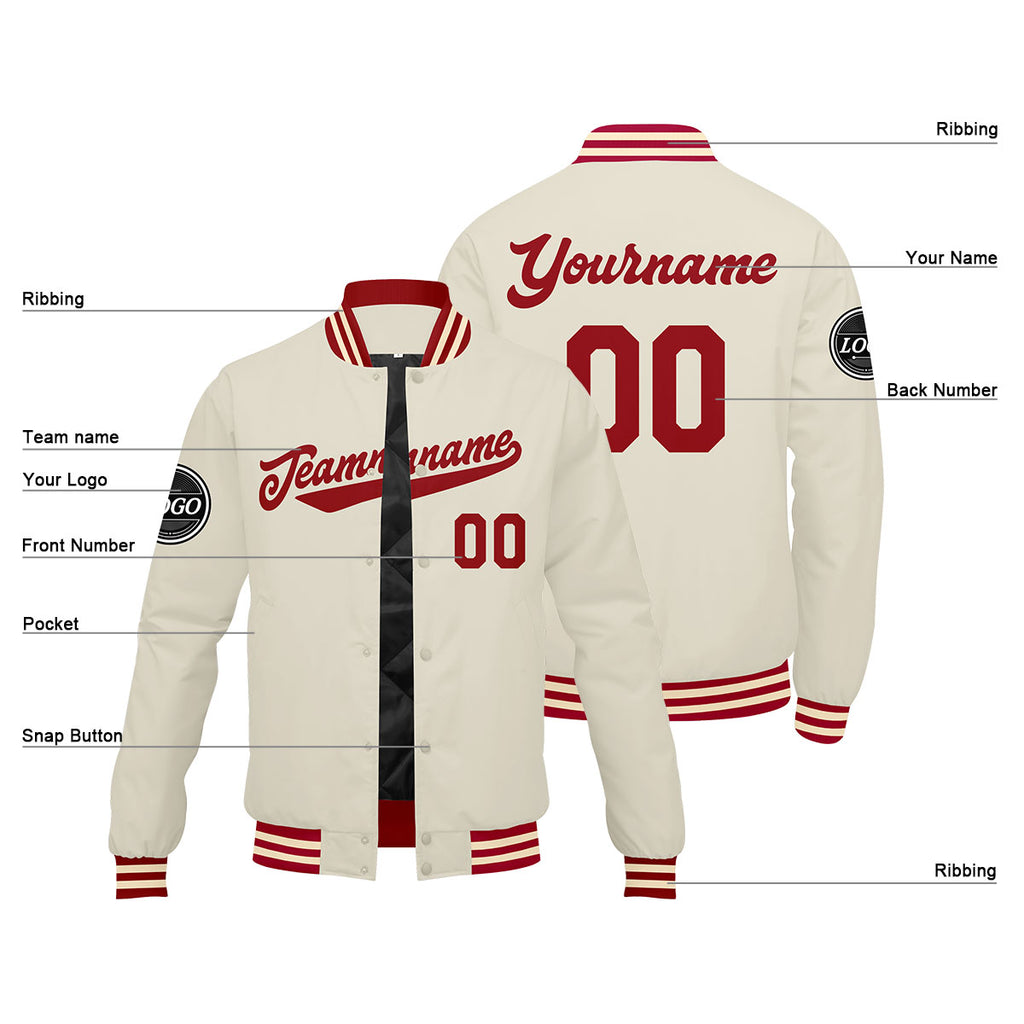 Custom Varsity Jacket Letterman jacket for Men, Women and Youth Red Cream enthsush