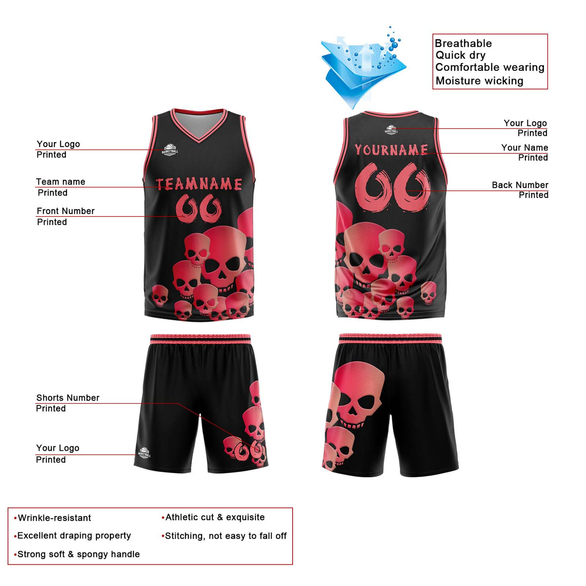 Custom Fluid Pink Basketball Jersey Uniform Suit Printed Your Logo Name Number enthsush