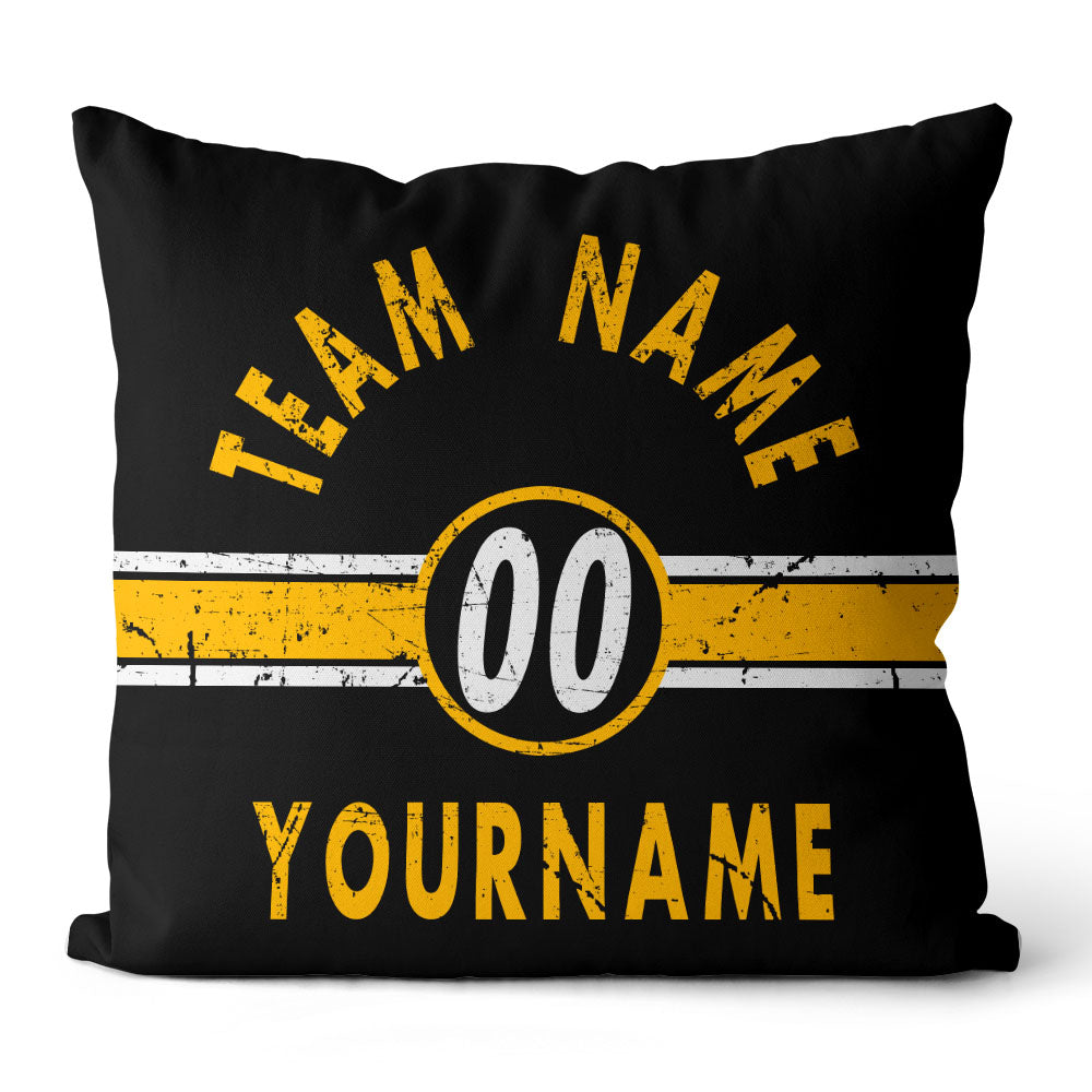 Custom Football Throw Pillow for Men Women Boy Gift Printed Your Personalized Name Number Black & White & Yellow enthsush