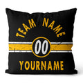 Custom Football Throw Pillow for Men Women Boy Gift Printed Your Personalized Name Number Black & White & Yellow enthsush