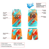 Custom Basketball Jersey Uniform Suit Printed Your Logo Name Number Aqua&Orange