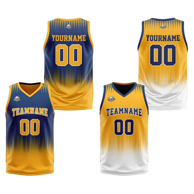 Custom Navy Orange Reversible Basketball Suit for Adults and Kids Personalized Jersey