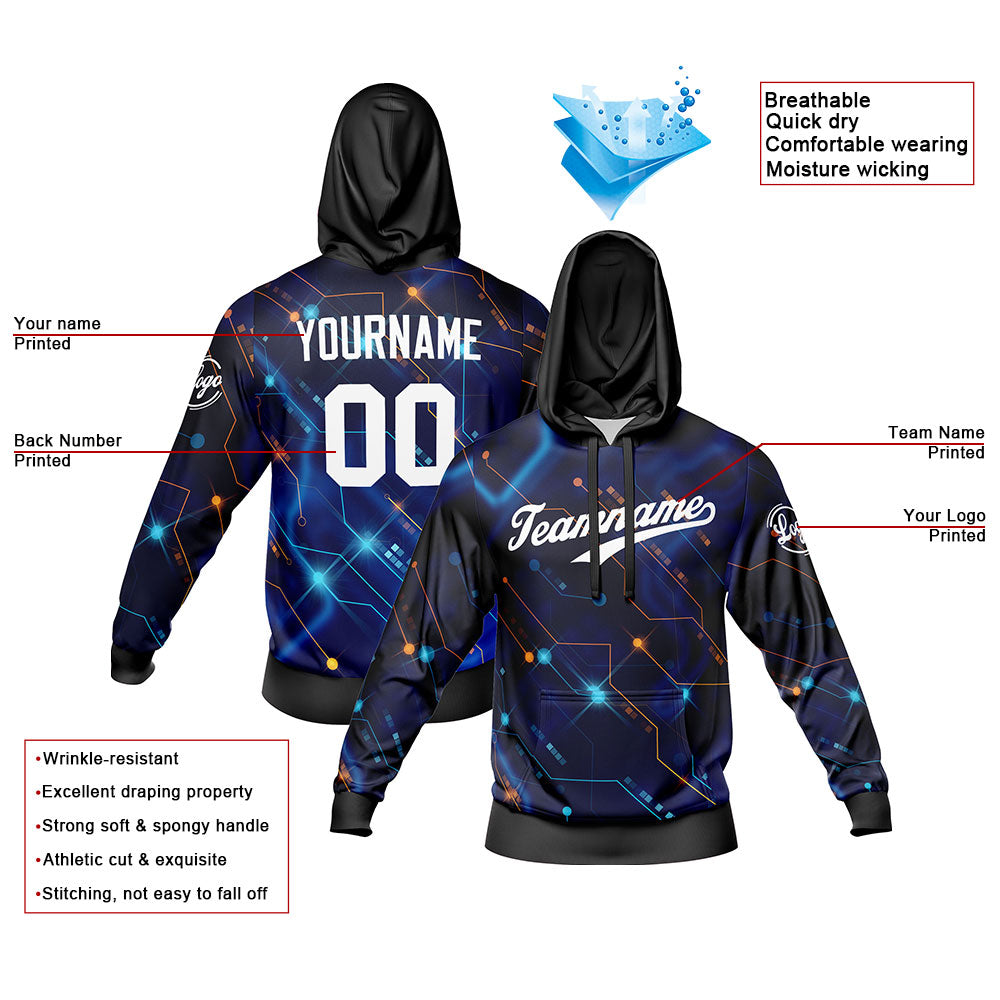 Custom Black Blue Sweatshirt Hoodie For Men Women Girl Boy Print Your Logo Name Number enthsush