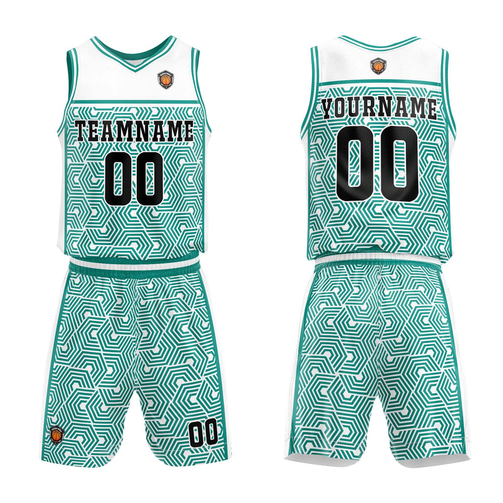 Custom White Teal Basketball Jersey Uniform Suit Printed Your Logo Name Number enthsush