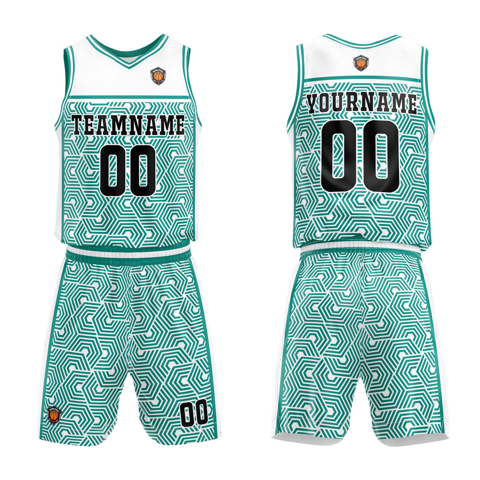 Custom White Teal Basketball Jersey Uniform Suit Printed Your Logo Name Number enthsush