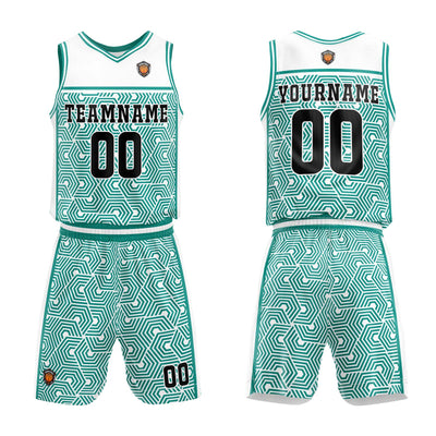 Custom White Teal Basketball Jersey Uniform Suit Printed Your Logo Name Number enthsush
