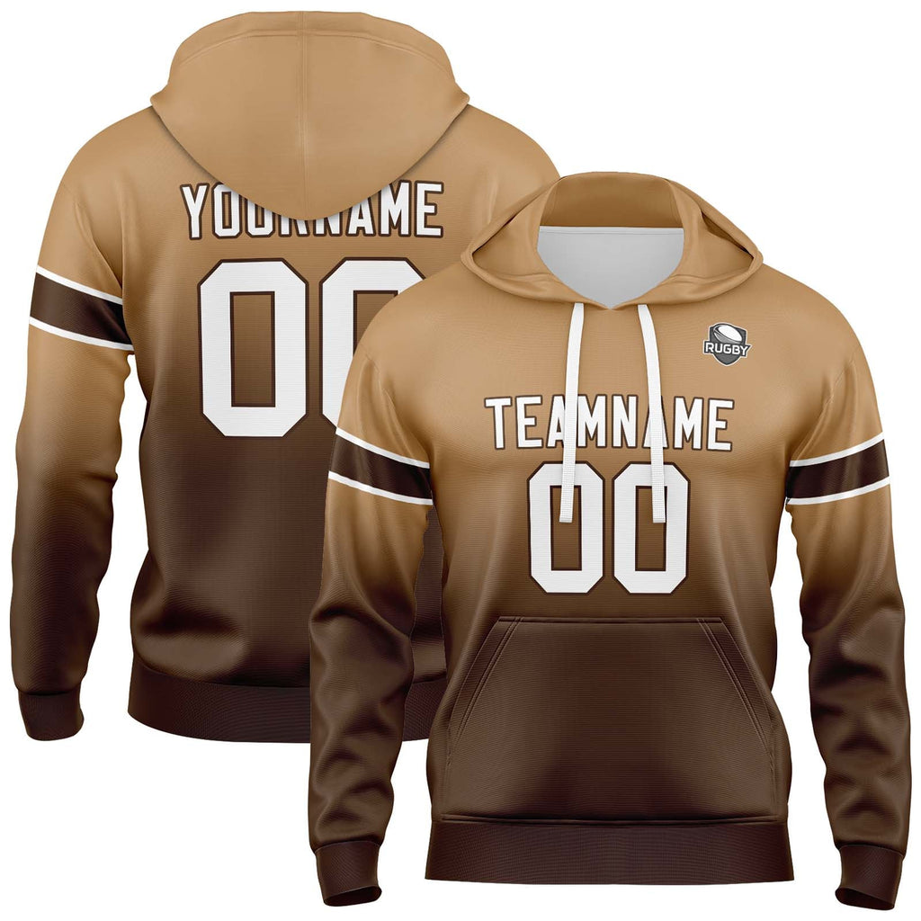 Custom Gradient Hoodie For Man Woman Girl Boy Print Your Logo Name Number Brown enthsush