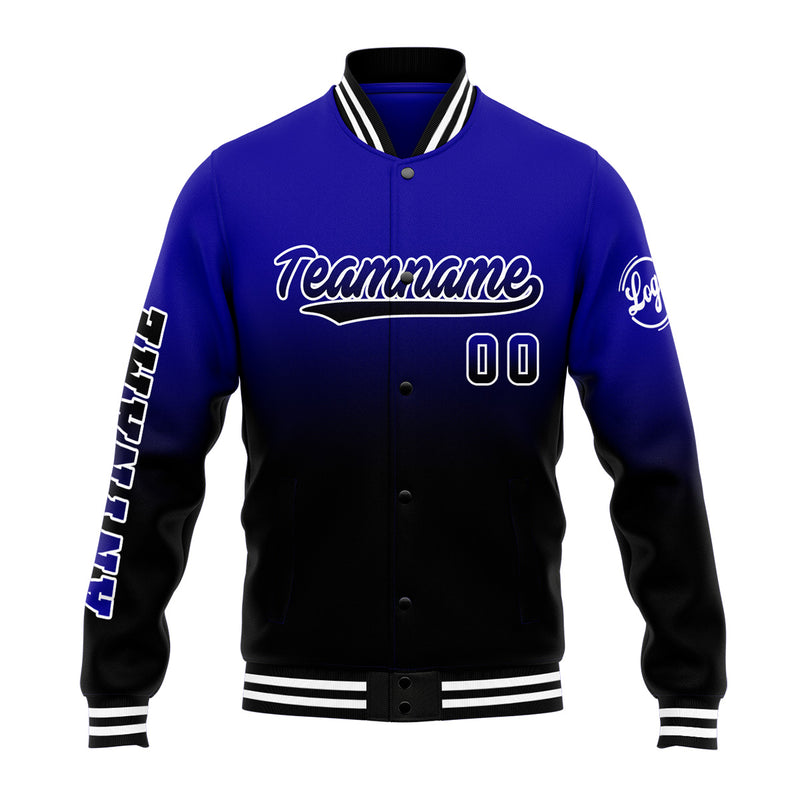 Custom Gradient Varsity Jacket Letterman jacket for Men, Women and Youth Royal&Black