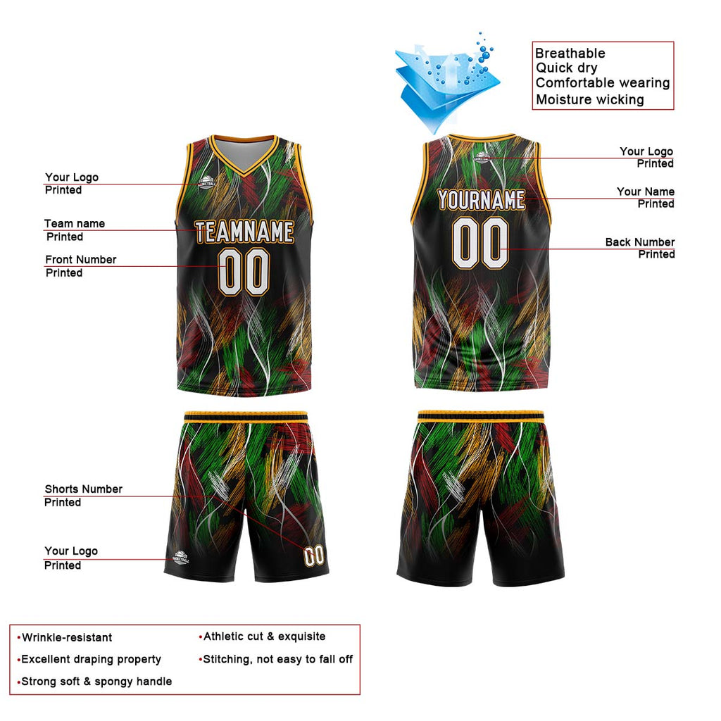 Custom Black Orange Reversible Basketball Suit for Adults and Kids Personalized Jersey enthsush