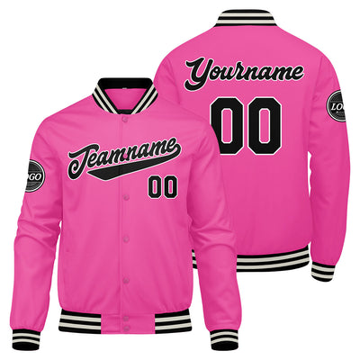 Custom Varsity Jacket Letterman jacket for Men, Women and Youth Pink enthsush