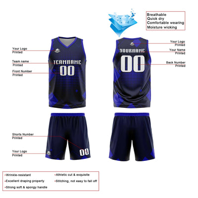 Custom Geometry Royal Basketball Jersey Uniform Suit Printed Your Logo Name Number enthsush