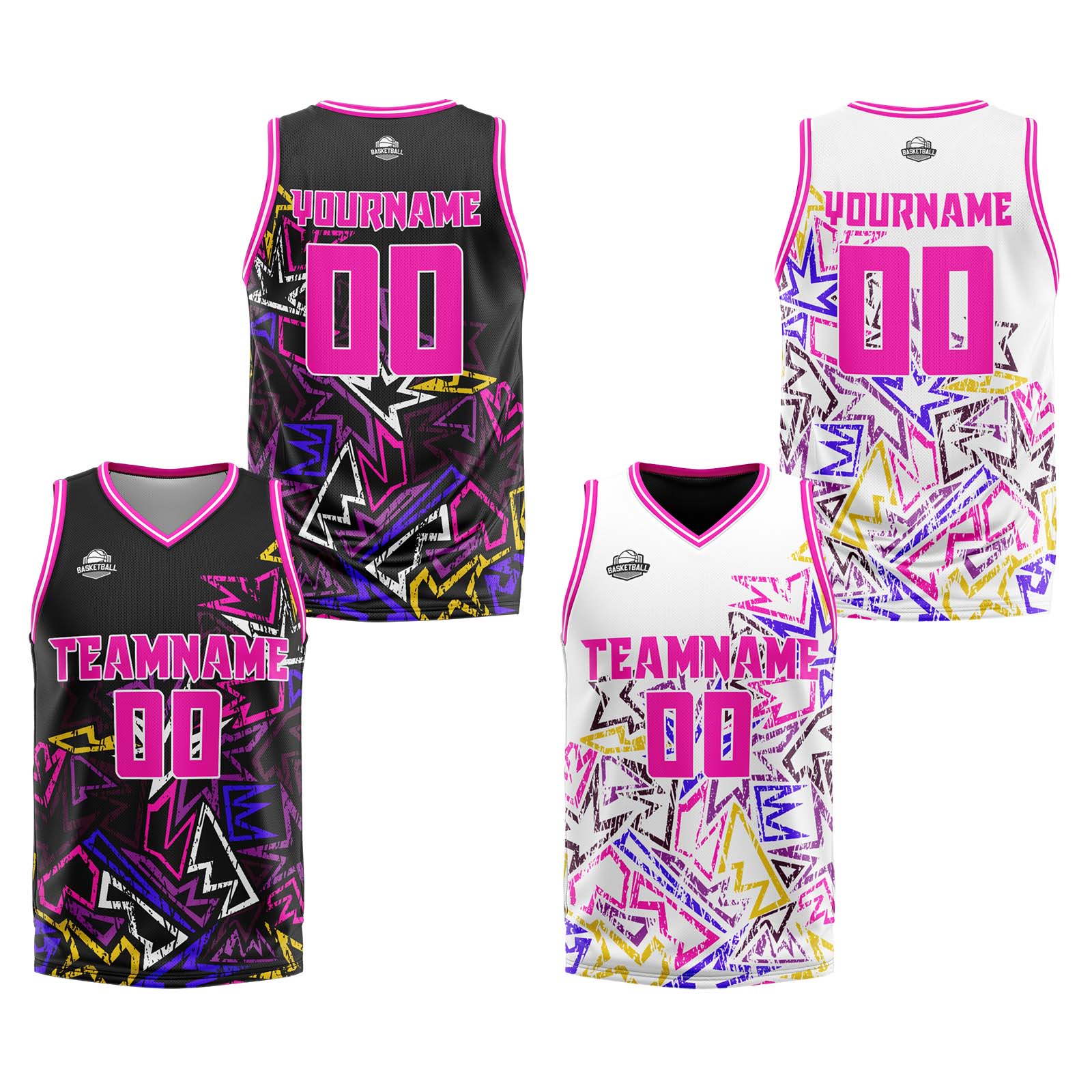 Custom Pink Reversible Basketball Suit for Adults and Kids Personalized Jersey enthsush