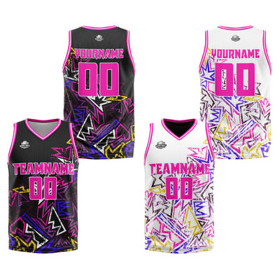 Custom Pink Reversible Basketball Suit for Adults and Kids Personalized Jersey enthsush
