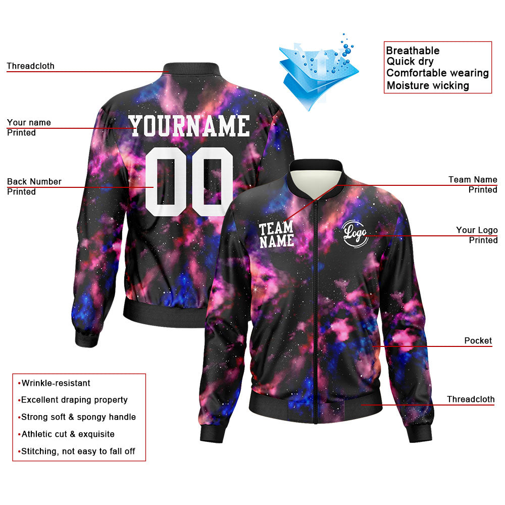 Custom Long Sleeve Windbreaker Jackets Uniform Printed Your Logo Name Number Nebula enthsush