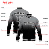 Custom Gradient Varsity Jacket Letterman jacket for Men, Women and Youth Grey&Black