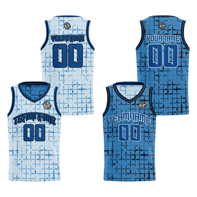 Custom Light Blue Reversible Basketball Suit for Adults and Kids Personalized Jersey enthsush