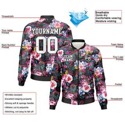 Custom Long Sleeve Windbreaker Jackets Uniform Printed Your Logo Name Number Flower enthsush