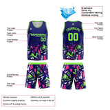 Custom Basketball Jersey Uniform Suit Printed Your Logo Name Number Navy&Neon Green